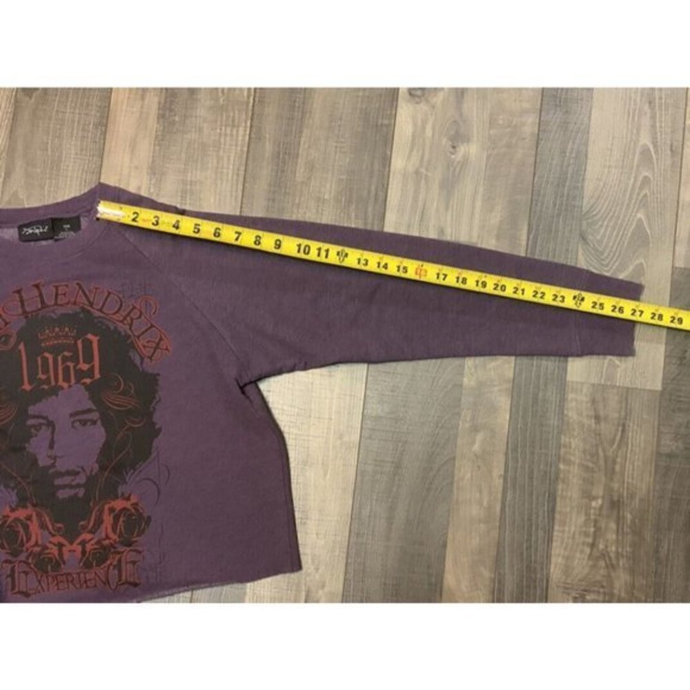 Jimi Hendrix Cropped Womens Large Purple Full Graphic Print Crew Neck Sweatshirt - Picture 9 of 10